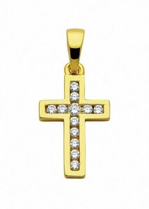 Adelia´s Kettenanhänger 925 Silber Kreuz Anhänger mit Zirkonia, mit Zirkonia Silberschmuck für Damen & Herren