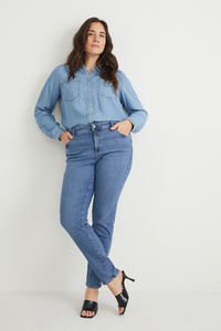 C&A Skinny Jeans-Mid Waist-One Size Fits More, Blau, Größe: 44-48