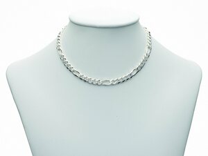 Adelia´s Silberkette 925 Silber Figaro Halskette 45 cm Ø 5,1 mm, Silberschmuck für Damen