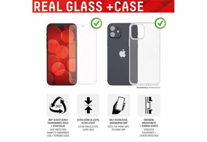 Displex DISPLEX Real Glass + Case für iPhone 13, Displayschutzfolie