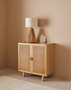LeGer Home by Lena Gercke Sideboard Lina, Mit Rattan Einsatz, 2 Innenfächer, teilmassiv, Beige