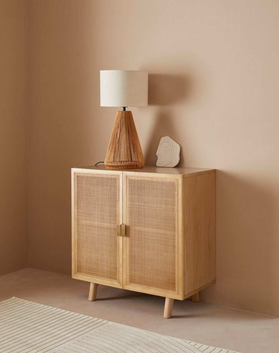 Bild 1 von LeGer Home by Lena Gercke Sideboard Lina, Mit Rattan Einsatz, 2 Innenfächer, teilmassiv, Beige