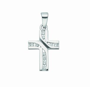 Adelia´s Kettenanhänger 925 Silber Kreuz Anhänger mit Zirkonia, mit Zirkonia Silberschmuck für Damen & Herren