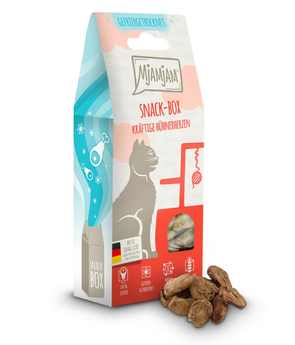 Bild 2 von MjAMjAM® Katzensnack Snackbox kräftige Hühnerherzen, Adult, 35 g