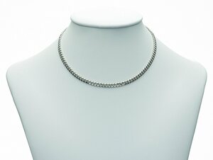 Adelia´s Silberkette 925 Silber Flach Panzer Halskette 45 cm Ø 4 mm, Silberschmuck für Damen