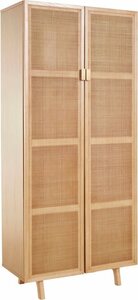 LeGer Home by Lena Gercke Highboard Lina, Mit Rattan Einsatz, 4 Innenfächer, teilmassiv, Beige