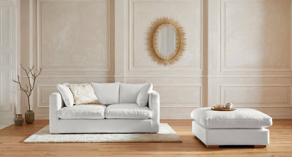 Bild 1 von Guido Maria Kretschmer Home&Living Hocker Pantin, mit Federn und Daunen, Weiß