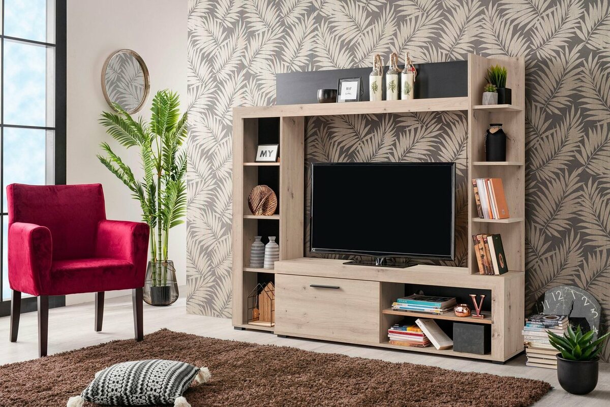 Bild 1 von INOSIGN Wohnwand Rubi, (Set, 4-St), Grau|schwarz