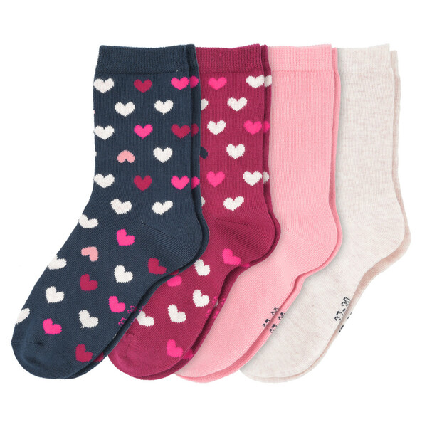 Bild 1 von 4 Paar Mädchen Socken in verschiedenen Farben DUNKELBLAU / HIMBEER / CREME