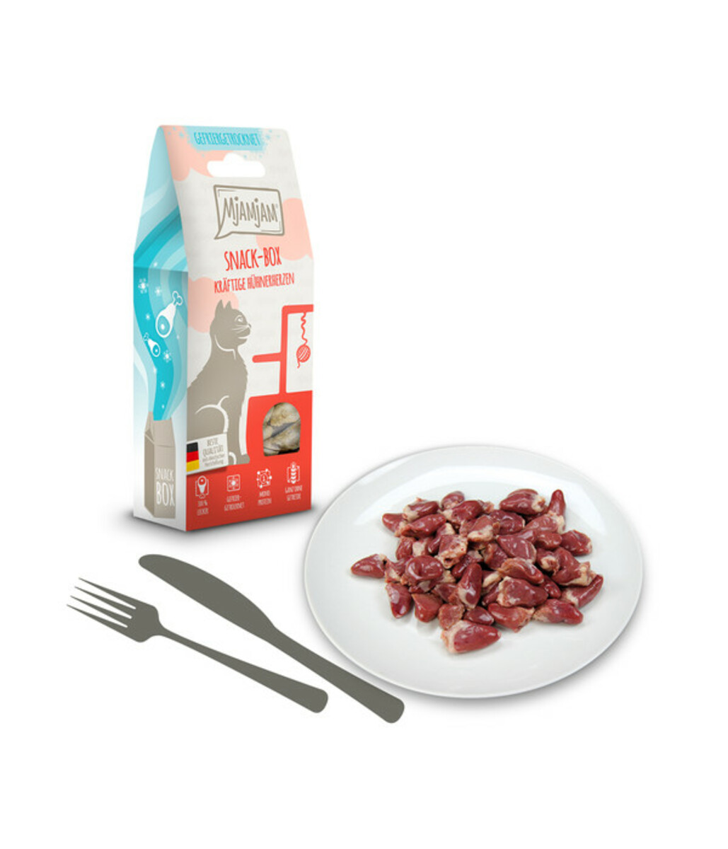 Bild 3 von MjAMjAM® Katzensnack Snackbox kräftige Hühnerherzen, Adult, 35 g