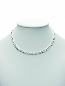 Adelia´s Silberkette 925 Silber Figaro Halskette 60 cm Ø 4,4 mm, Silberschmuck für Damen