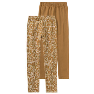 2 Mädchen Leggings mit Bio-Baumwolle HELLBRAUN