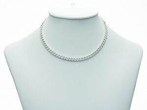 Adelia´s Silberkette 925 Silber Flach Panzer Halskette 45 cm Ø 4,7 mm, Silberschmuck für Damen