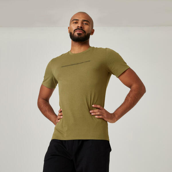 Bild 1 von T-Shirt Slim Fitness Baumwolle dehnbar Herren khaki bedruckt