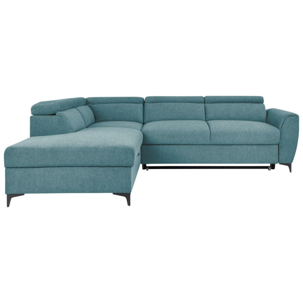 Bild 1 von Carryhome Ecksofa, Petrol, Textil, 5-Sitzer, Ottomane links, L-Form, 255x217 cm, Liegefunktion, seitenverkehrt erhältlich, Schlafen auf Sitzhöhe, Rücken echt, Wohnzimmer, Sofas & Couches, Wohnland