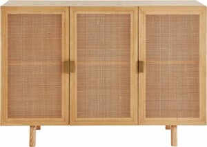 LeGer Home by Lena Gercke Sideboard Lina, Mit Rattan Einsatz, 4 Innenfächer, teilmassiv, Beige