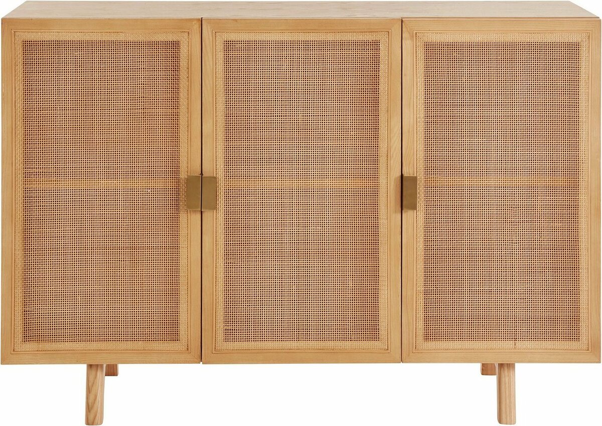 Bild 1 von LeGer Home by Lena Gercke Sideboard Lina, Mit Rattan Einsatz, 4 Innenfächer, teilmassiv, Beige