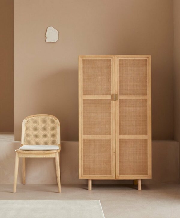 Bild 1 von LeGer Home by Lena Gercke Highboard Lina, Mit Rattan Einsatz, 3 Innenfächer, teilmassiv, Beige