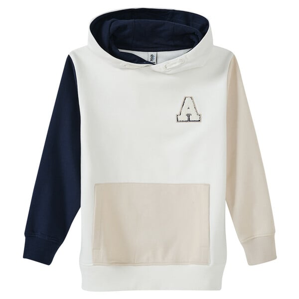 Bild 1 von Jungen Hoodie mit Colourblocking WEISS / HELLBEIGE / DUNKELBLAU