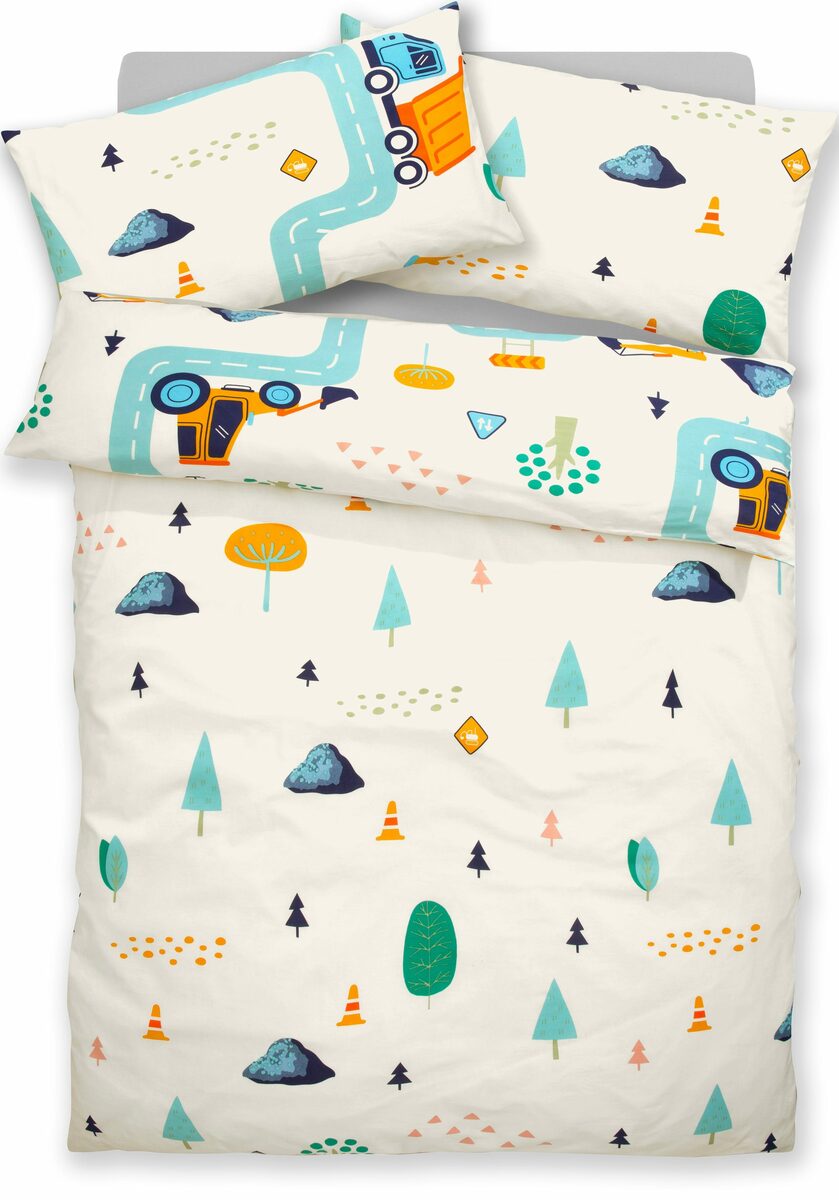 Bild 2 von Kinderbettwäsche Cuddlee, Lüttenhütt, Renforcé, 2 teilig, in unterschiedlichen Designs verfügbar:Dino,Einhorn,Weltraum,Baustelle