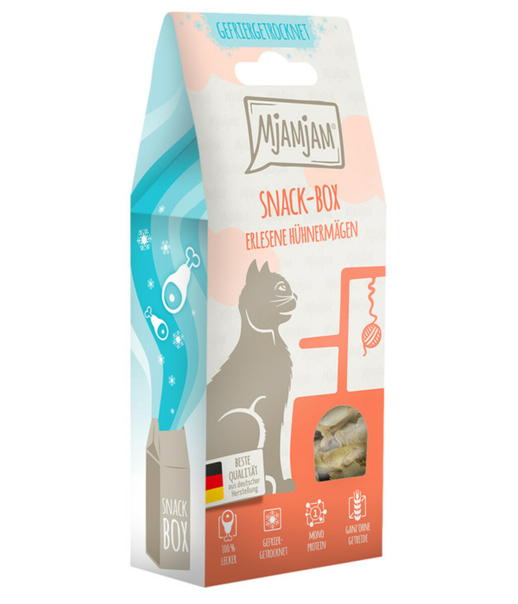 Bild 1 von MjAMjAM® Katzensnack Snackbox erlesene Hühnermägen, Adult, 35 g
