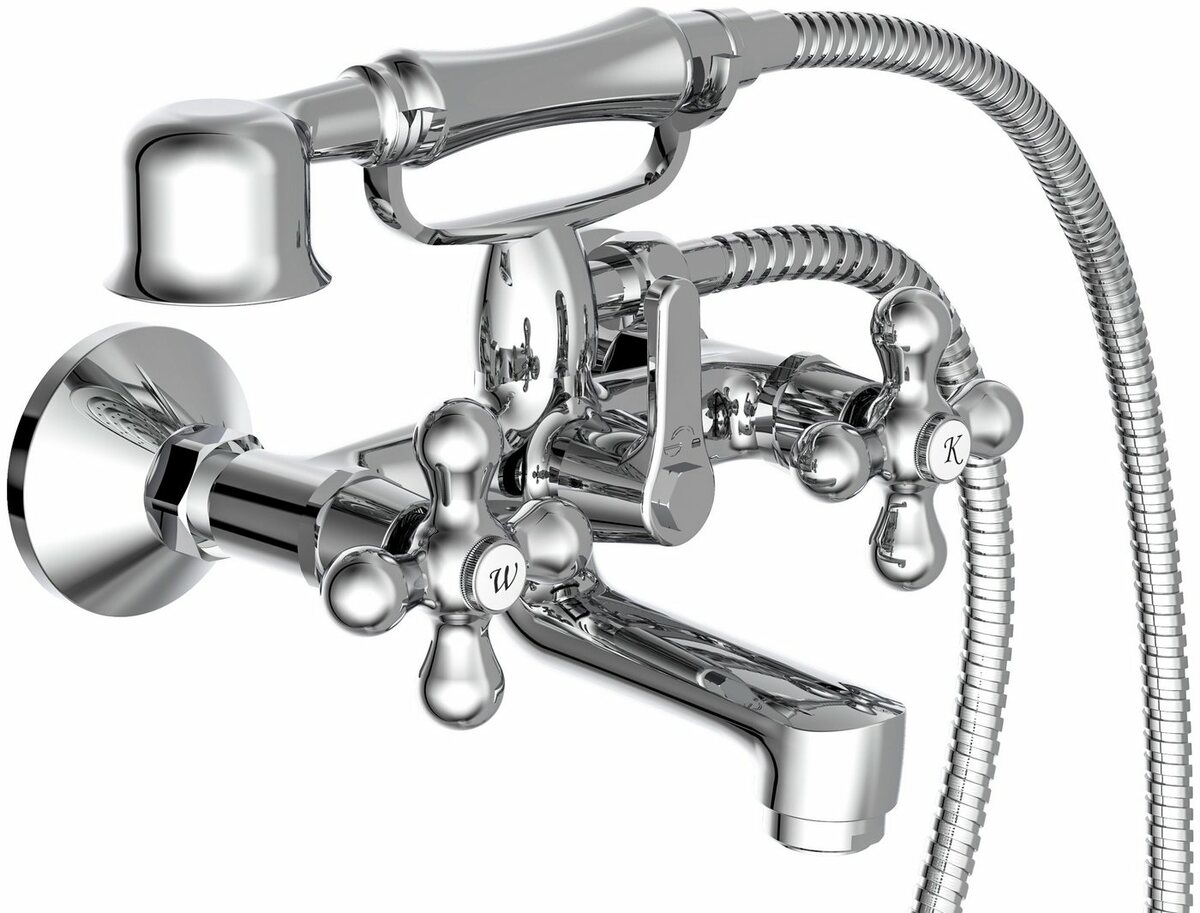 Bild 1 von Schütte Wannenarmatur Elk (Set) Mischbatterie Badewanne, Wasserhahn Bad mit Handbrause, Chrom