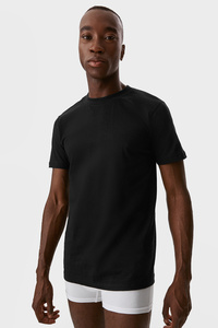 C&A Multipack 3er-T-Shirt-enganliegend-Bio-Baumwolle, Schwarz, Größe: S