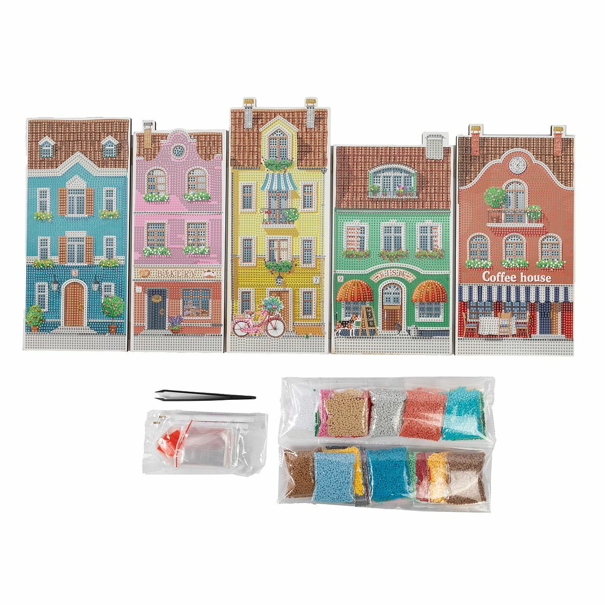 Bild 1 von CRAFT BUDDY™ Diamond Painting Hausfassaden ca. 67x30cm aus Holz, 12tlg.