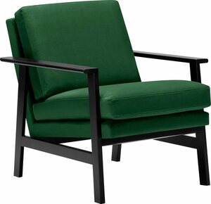 LOVI Sessel Pepper, Gestell schwarz aus massiver Buche im Retro Style, Grün