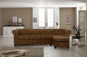 Home affaire Chesterfield-Sofa Rysum, Chesterfield-Optik mit Ottomanen-Abschluß, Rot