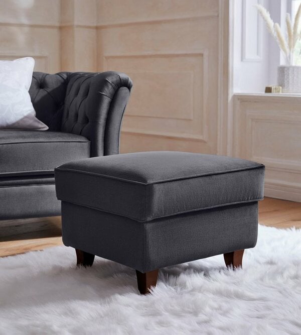 Bild 1 von Home affaire Polsterhocker Reims, echte Chesterfield-Knopfheftung, Samtoptik mich changierender Optik, Grau