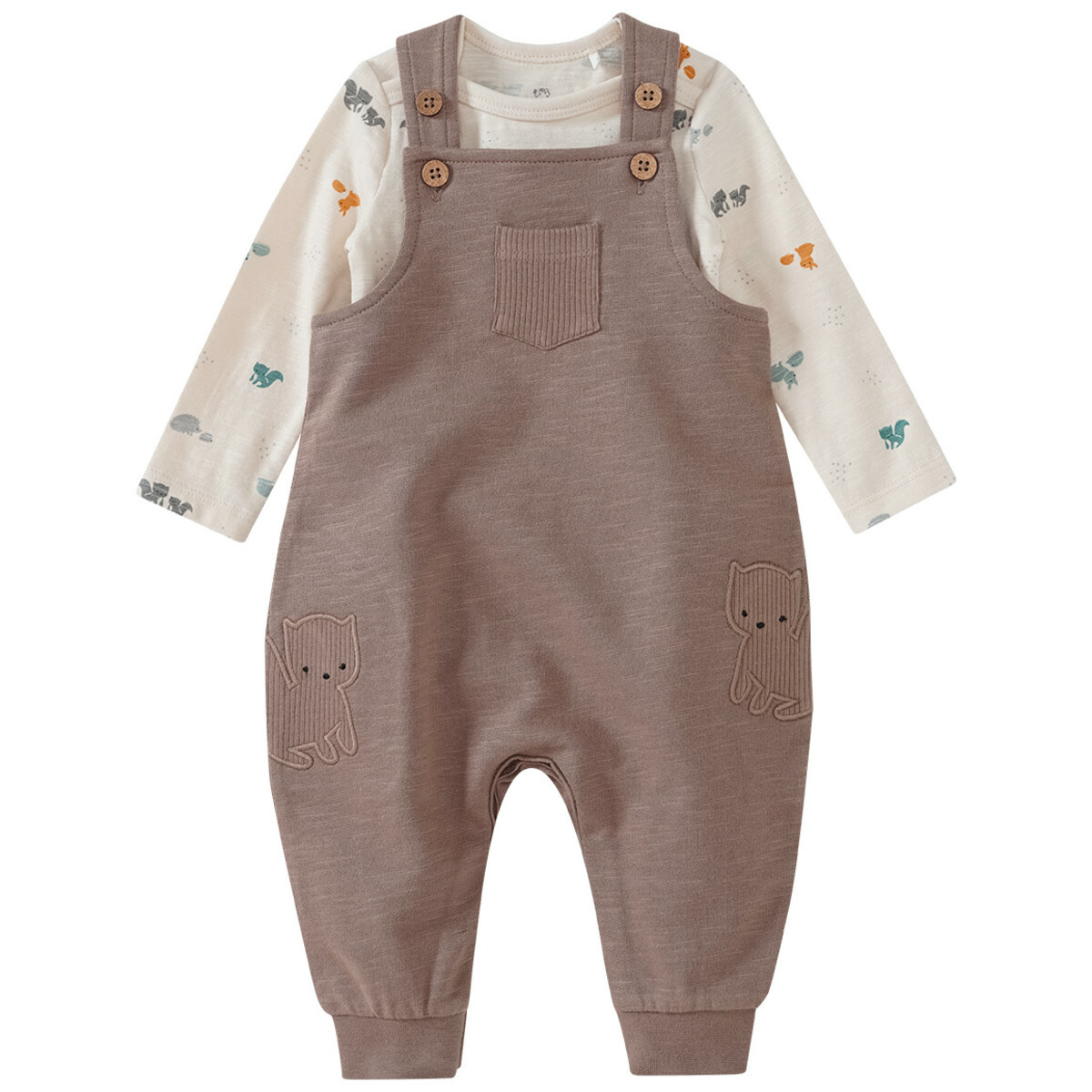 Bild 1 von Newborn Strampler und Langarmbody im Set HELLBRAUN / CREMEWEISS