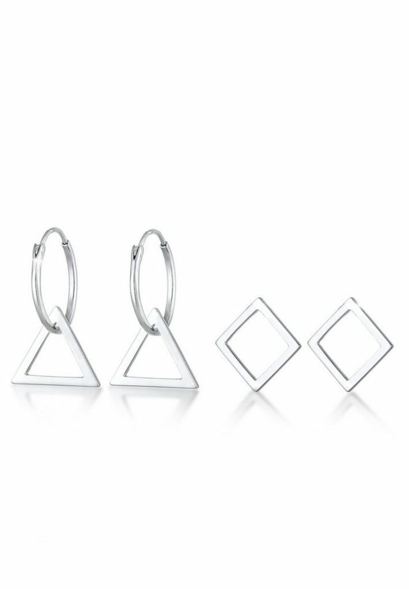 Bild 1 von Elli Paar Creolen Creole 3-Set Hänger Geo Prisma Trend 925 Silber