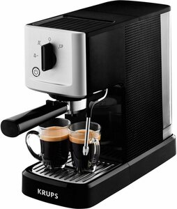 Krups Espressomaschine Calvi Steam & Pump XP3440, Edelstahl, 1 L Wassertank, Sehr kompakt, Schnelles Aufheizen