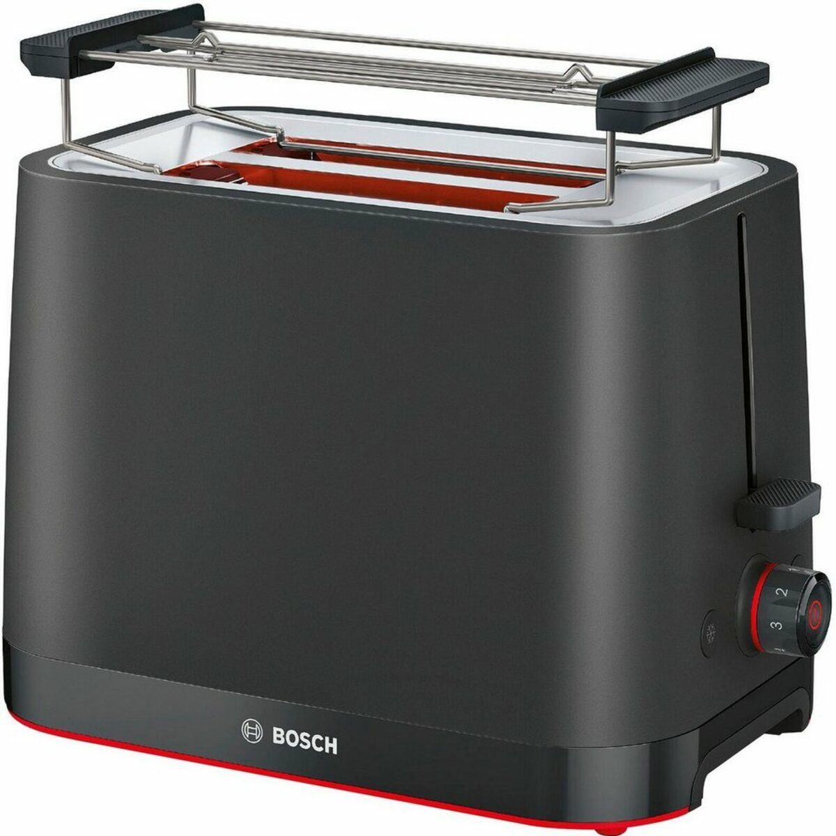 Bild 1 von BOSCH Toaster MyMoment TAT3M123, 2 Schlitze, für 2 Scheiben, 950 W, entnehmbarer Brötchenaufsatz, Auftaufunktion, Brotzentrierung, AutoOff