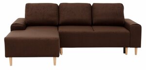 INOSIGN Ecksofa Samu, wahlweise mit Bettfunktion und Bettkasten, Braun