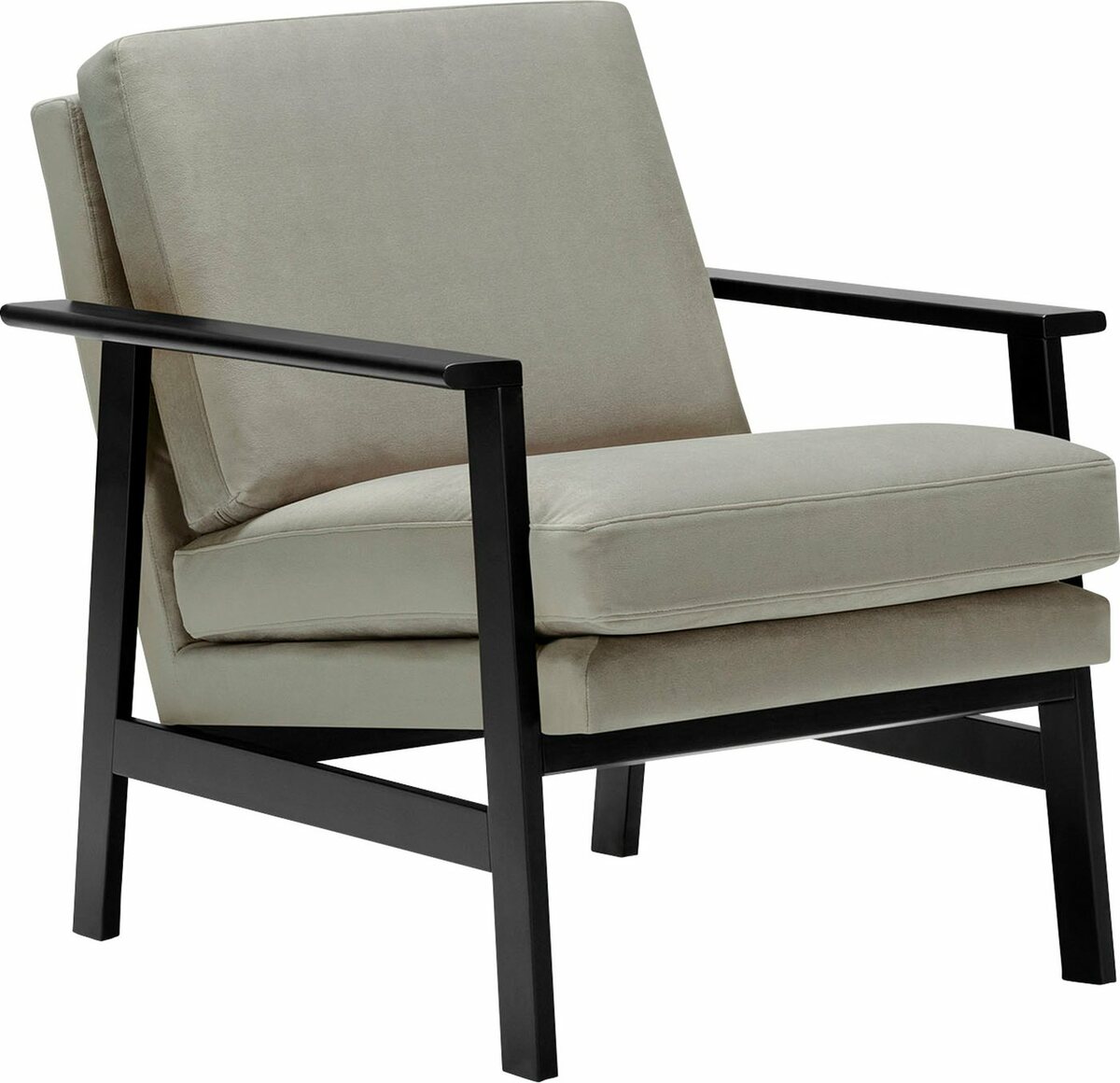 Bild 1 von LOVI Sessel Pepper, Gestell schwarz aus massiver Buche im Retro Style, Beige|grau