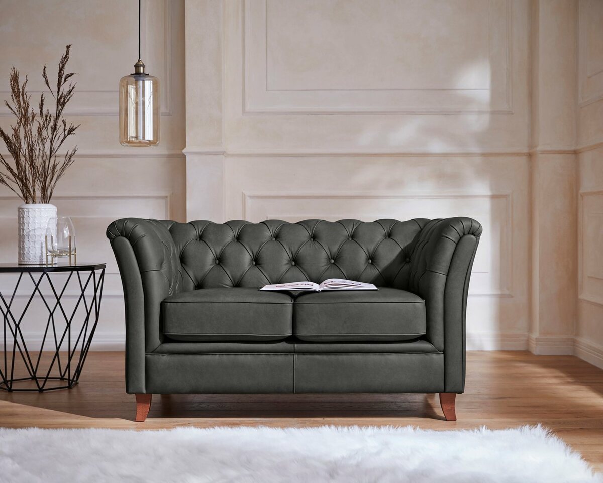 Bild 1 von Home affaire Chesterfield-Sofa Reims, mit echter Chesterfield-Knopfheftung, hochwertige Verarbeitung, Grau