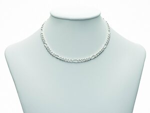 Adelia´s Silberkette 925 Silber Figaro Halskette 45 cm Ø 4,4 mm, Silberschmuck für Damen