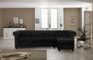 Home affaire Chesterfield-Sofa Rysum, Chesterfield-Optik mit Ottomanen-Abschluß, Grau