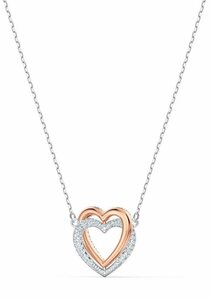 Swarovski Kette mit Anhänger Herz, Infinity Heart, weiss, Metallmix, 5518868, mit Swarovski® Kristallen