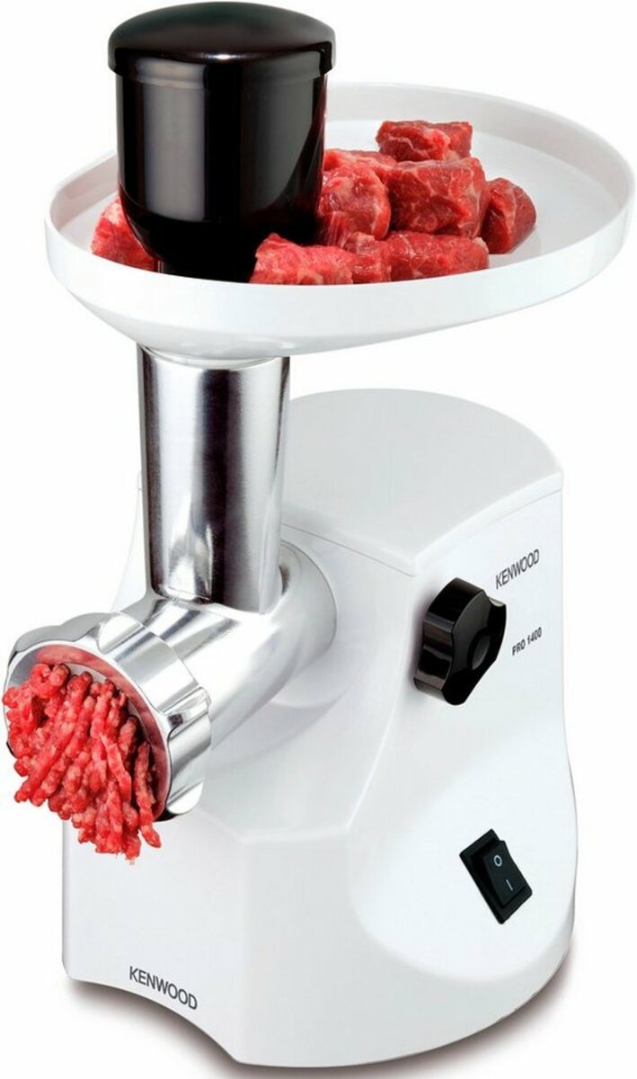 Bild 1 von KENWOOD Fleischwolf MG 450, 1400 W, 2 Wurstfüllaufsätze, 1 Kebbeaufsatz, 3 Lochscheiben