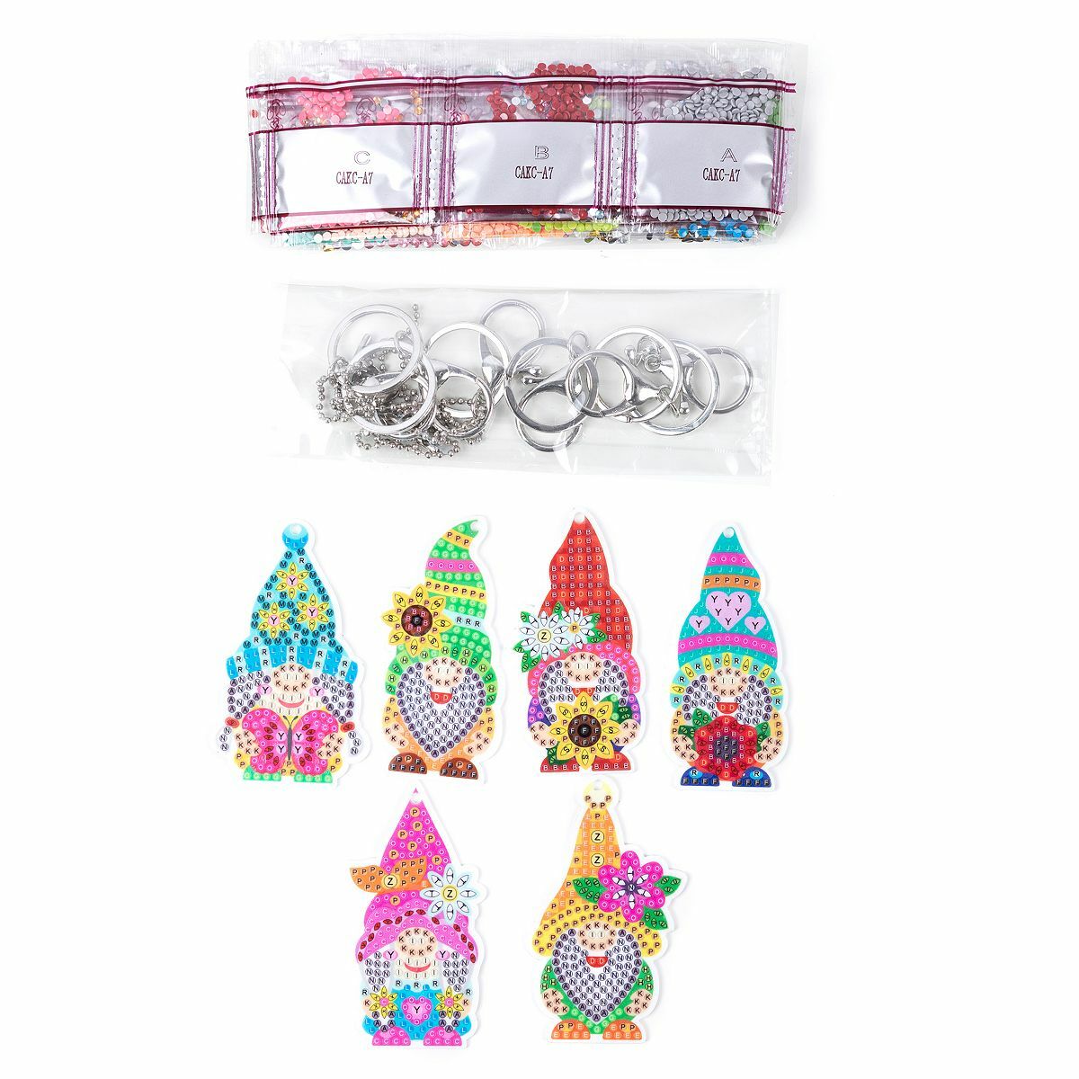 Bild 1 von CRAFT BUDDY™ Diamond Painting Schlüsselanhänger Wichtel zum Nachlegen, 17tlg.