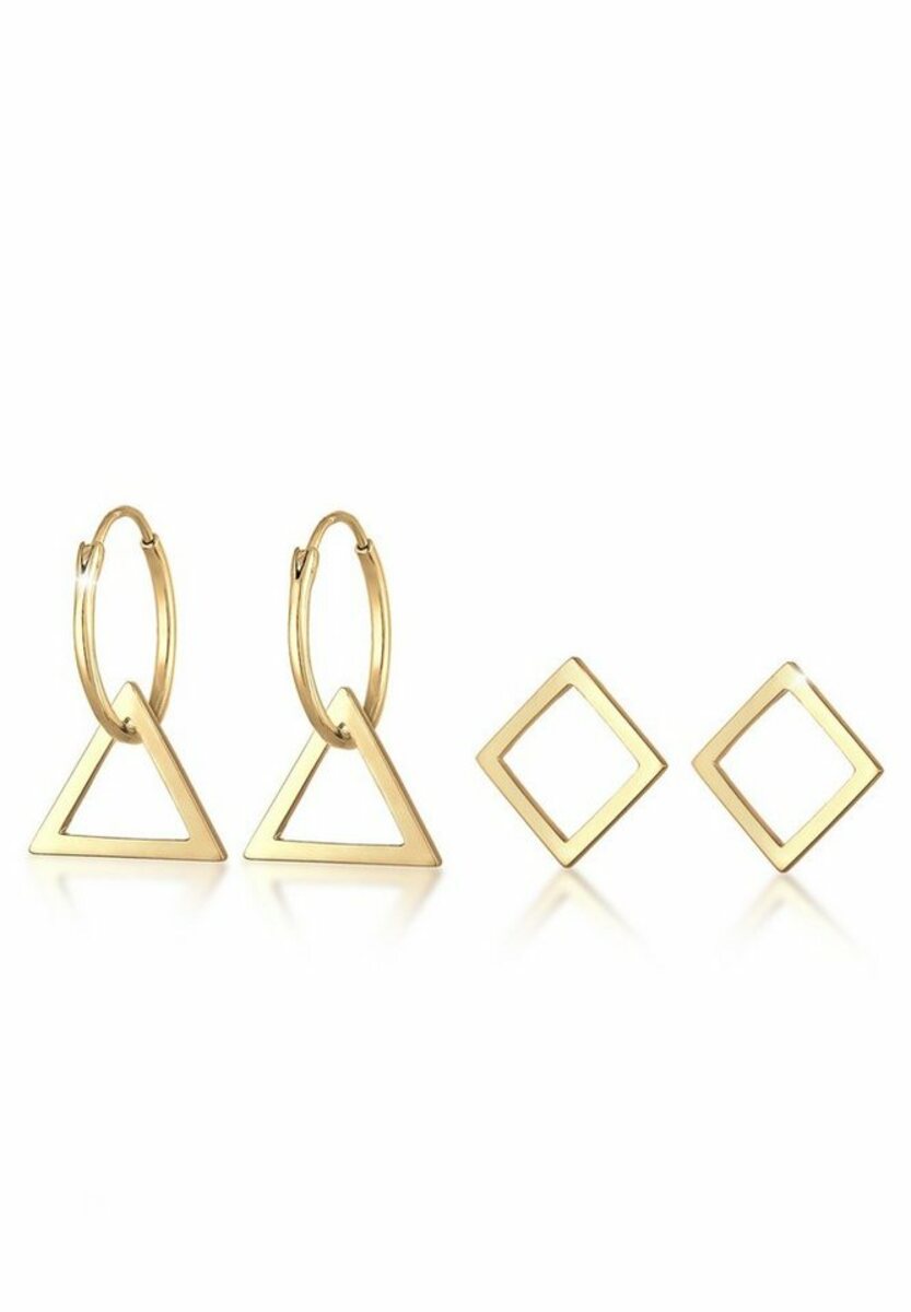 Bild 1 von Elli Paar Creolen Creole 3-Set Hänger Geo Prisma Trend 925 Silber