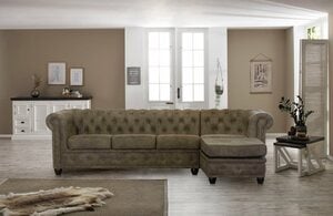 Home affaire Chesterfield-Sofa Rysum, Chesterfield-Optik mit Ottomanen-Abschluß, Grau