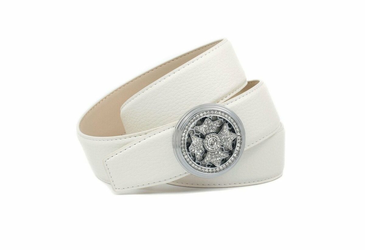 Bild 1 von Anthoni Crown Ledergürtel mit Schmuckschließe und Drehmechanismus