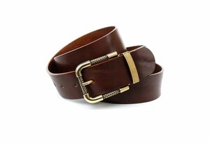 Anthoni Crown Ledergürtel mit gemusterter Dornschließe in goldfarben