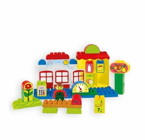 Mochtoys Konstruktions-Spielset »Bausteine Kaufladen mit Figur«, Lebensmittel,Theke,Waage ab 1 Jahr