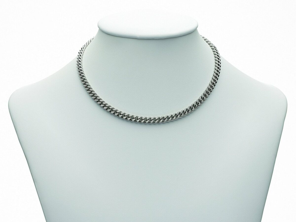 Bild 1 von Adelia´s Edelstahlkette Edelstahl Flach Panzer Halskette 50 cm Ø 4,9 mm, Edelstahlschmuck für Damen