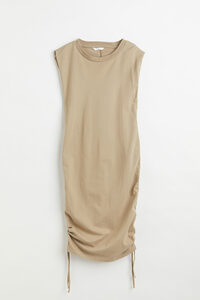 H&M MAMA Kleid mit Tunnelzug Beige, Kleider in Größe L